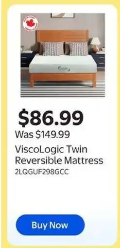 Walmart ViscoLogic Twin Reversible Mattress offer