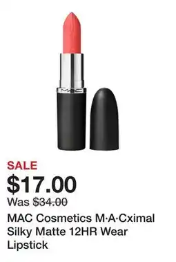 Sephora MAC Cosmetics M·A·Cximal Silky Matte 12HR Wear Lipstick offer