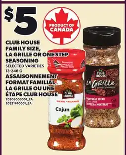 Independent Grocer CLUB HOUSE FAMILY SIZE, LA GRILLE OR ONE STEP SEASONING offer