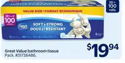 Walmart Great Value bathroom tissue offer