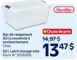 Walmart 62 L Latch storage tote offer