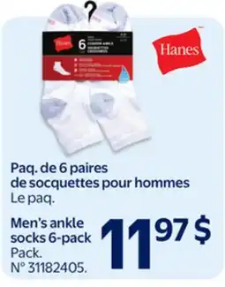 Walmart Men's Ankle Socks 6-Pack offer