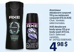 Walmart AXE deodorant body spray 113 g or body wash 473 mL offer