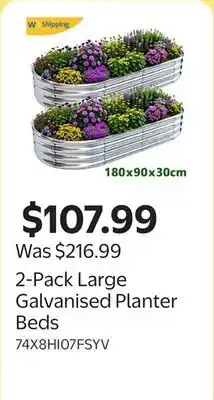 Walmart 2-Pack Large Galvanised Planter Beds offer