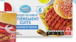 Walmart Great Value fully cooked burgers offer