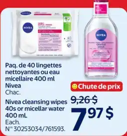Walmart Nivea cleansing wipes 40s or micellar water 400 ml micellar water offer