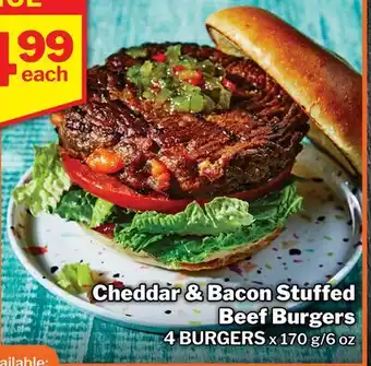 M & M Food Market Cheddar & Bacon Stuffed Beef Burgers offer