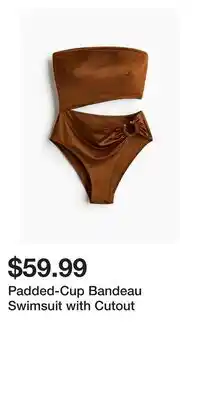 H&M Padded-Cup Bandeau Swimsuit with Cutout offer