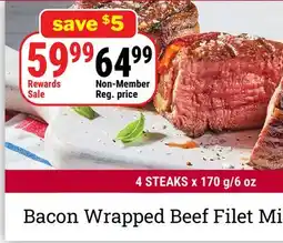 M & M Food Market Bacon Wrapped Beef Filet Mignons offer