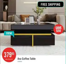 The Brick Ava High-Gloss Coffee Table with Storage Drawers and Gold Accents,Black offer