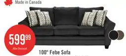 The Brick Made in Canada Febe 100 Chenille Fabric Sofa with Flared Arms and Accent Pillows - Charcoal Grey offer