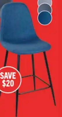 The Brick Jax Counter-Height Stool with Polyester Fabric, 26H, Metal - Blue offer