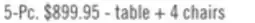 The Brick Echo 5pc Dining Table Set with Table & 4 Chairs, Storage Drawers, Trestle Base, 70W - White/Grey offer