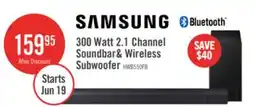 The Brick SAMSUNG 300 Watt 2.1 Channel Soundbar& Wireless Subwoofer offer