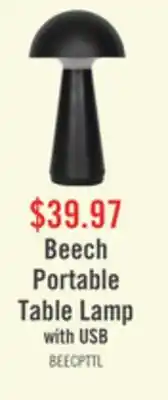 The Brick Beech 11 Modern Acrylic Portable Indoor/Outdoor Table Lamp with USB Port - Black offer