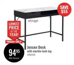 The Brick Jensen 40 Desk with Marble-Look Top and Storage – Black offer