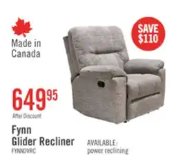 The Brick Made in Canada Fynn 40 Chenille Fabric Glider Reclining Chair - Dove Grey offer