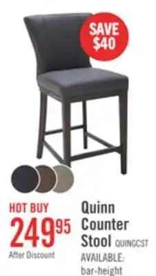 The Brick Quinn Counter-Height Stool with Vegan Leather Fabric, 26H - Grey offer