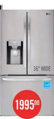 The Brick LG 36 28 Cu. Ft. French-Door Refrigerator - Smudge Proof Stainless Steel - LRFS28XBS offer