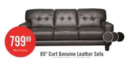 The Brick Curt 85 Genuine Leather Sofa with Button Tufting - Grey offer
