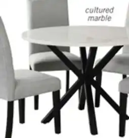 The Brick Verona 5pc Dining Set with Table & 4 Chairs, Culture Marbled Top, Metal, 42W Round - White offer