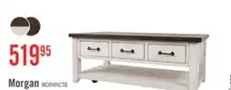 The Brick Morgan 48 Rustic Coffee Table With Storage, Shelf and Casters - White with Reclaimed Wood offer