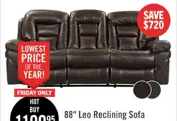 The Brick Leo 87.5 Genuine Leather Reclining Sofa - Walnut Brown offer