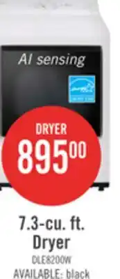 The Brick LG 7.3 Cu. Ft. Electric Dryer with AI Sensing and ThinQ - Alpine White - DLE8200CW offer