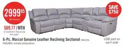 The Brick Marcel 6-Piece Genuine Leather Power Reclining Sectional with Storage Console and USB Port - Grey offer