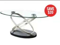 The Brick Vikki 48 Modern Oval Glass Top Coffee Table - Glass with Metal Base offer