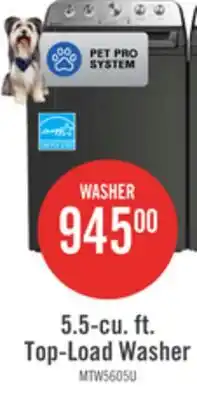 The Brick Maytag 5.5 Cu Ft. Top Load Agitator Washer with Pet Pro Option – Volcano Black - MTW5605RU offer