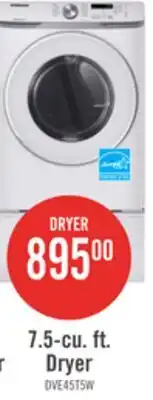 The Brick Samsung 7.5 Cu. Ft. Electric Dryer - White - Stackable - DVE45T6005W/AC offer