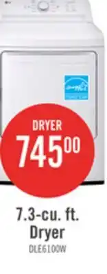 The Brick LG 7.3 Cu. Ft. Electric Dryer - White - DLE6100W offer