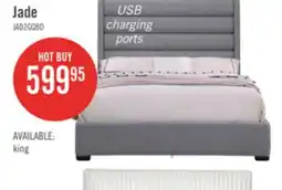 The Brick Jade Upholstered Platform Bed with USB Ports in Grey Fabric - King Size offer
