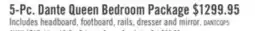 The Brick Scott Living Dante 5pc Bedroom Set with Bed, Dresser & Mirror, Brown - Queen Size offer
