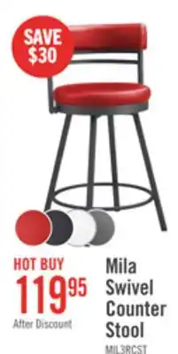The Brick Mila Counter-Height Stool with Swivel Seat & Vegan Leather Fabric, 25H, Metal - Red offer