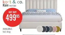 The Brick Kort & Co. Rain Upholstered Platform Bed in Light Grey Fabric, Tufted - Queen Size offer