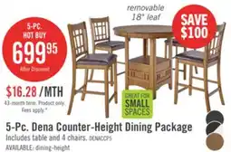 The Brick Dena 5pc Counter-Height Dining Set with Table & 4 Chairs, 42-60W Extension, Round - Oak Brown offer