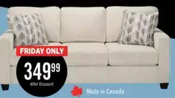 The Brick Made in Canada Lennox 79 Chenille Fabric Sofa with Reversible Cushions and Accent Pillows - Taupe offer