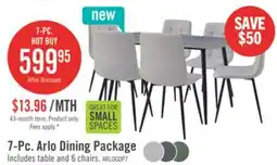 The Brick Arlo 7pc Dining Set with Table & 6 Grey Chairs, Sintered Stone & Metal, 55W - Grey/Black offer