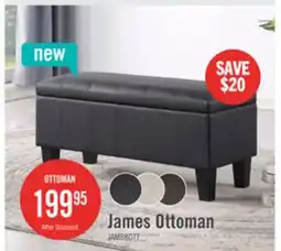 The Brick James 39.25 Faux Leather Storage Ottoman - Black offer