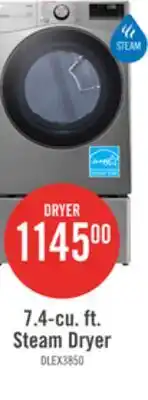 The Brick LG 7.4 Cu. Ft. Smart Electric Dryer with Steam - Graphite Steel - Stackable - DLEX3850V offer