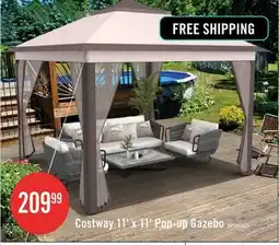 The Brick Costway 11'x11' 2-tier Pop-up Gazebo Tent Portable Canopy Shelter Carry Bag Mesh Beige offer