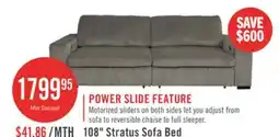 The Brick Stratus 108 Faux Fur Fabric Full-Size Sofa Bed with Power Sliding - Fog Grey offer