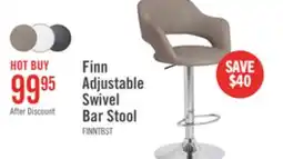 The Brick Finn Barstool with Swivel & Adjustable Seat, Vegan Leather Fabric, 23-31.5H, Metal - Beige offer