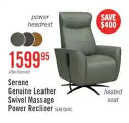 The Brick Serene 31 Genuine Leather Power Reclining Massage Chair with Power Headrest and Heated Seat - Green offer