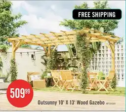 The Brick Outsunny 10' X 13' Pergola, Fir Wood Gazebo Grape Trellis, Nature Wood offer