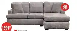 The Brick Made in Canada Luxe 2-Piece Right-Facing Fabric Sectional with Removable Cushions - Zaftig Dove Grey offer