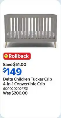 Walmart Delta Children Tucker Crib 4-in-1 Convertible Crib offer