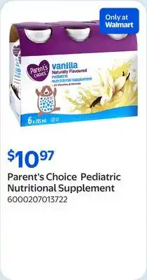 Walmart Parent's Choice Pediatric Nutritional Supplement offer